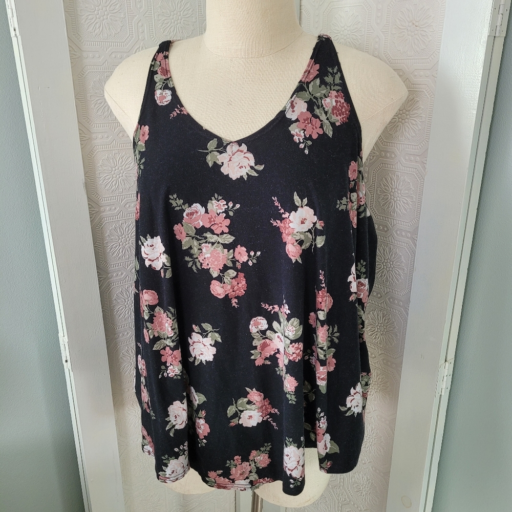 First Love, floral pattern spaghetti strapped tank shirt.
